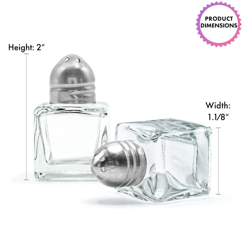Srenta Set of 24 Small Salt and Pepper Shakers, Bulk Salt and Pepper Shakers with Funnel Tool, Clear Glass Mini Salt and Pepper Shakers Set with Stainless Steel Tops for Wedding Table & Party, 0.5 oz - Image 2